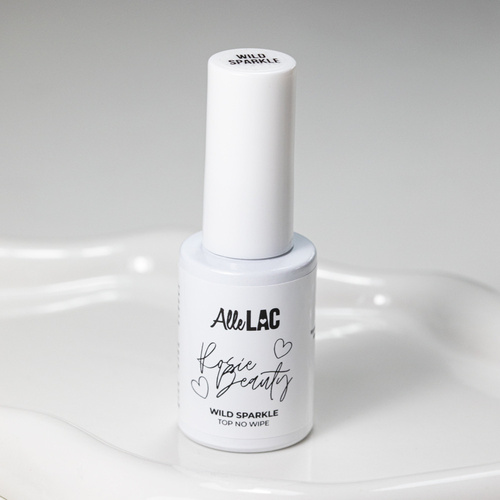 Top z efektem biżuteryjnym różowo-fioletowymi drobinkami Wild Sparkle Top no wipe AlleLac x Rosie Beauty 6g