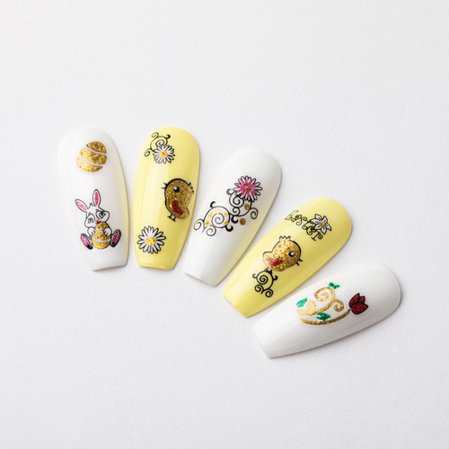 Naklejki do paznokci 3D samoprzylepne brokatowe wielkanocne BLE 1049D