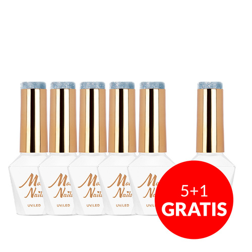 5+1gratis Lakier hybrydowy Molly Nails Cat Eye Womanity Maledives HEMA/Di-HEMA Free 8g Nr 446