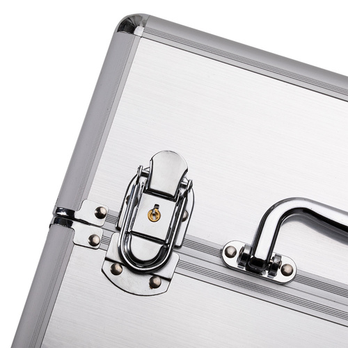 Kuferek kosmetyczny M na lakiery srebrny srebrne okucia