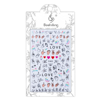 Naklejki do paznokci cienkie samoprzylepne walentynkowe F403