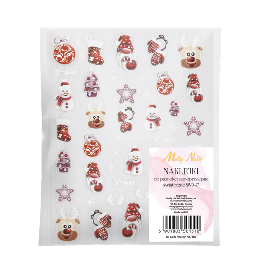 Naklejki do paznokci samoprzylepne świąteczne Molly Nails SW0-47