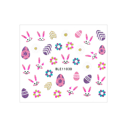Naklejki do paznokci 3D samoprzylepne brokatowe wielkanocne BLE 1103D