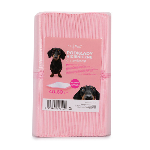8sztuk Podkłady mata maty chłonne dla psa nauka sikania higiena czystość AlleMed 100 szt. 40x60 cm różowe