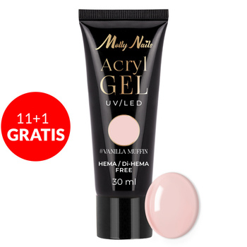 11+1gratis Akrylożel Polygel żel budujący do przedłużania AcrylGel Molly Nails HEMA/Di-HEMA Free Vanilla Muffin 30 ml