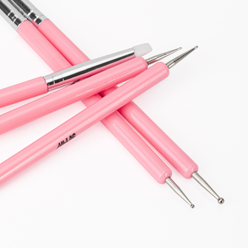 Zestaw sonda + silikonowy aplikator do zdobień wcierania pyłków i zdobienia paznokci AlleLac róż 5 szt