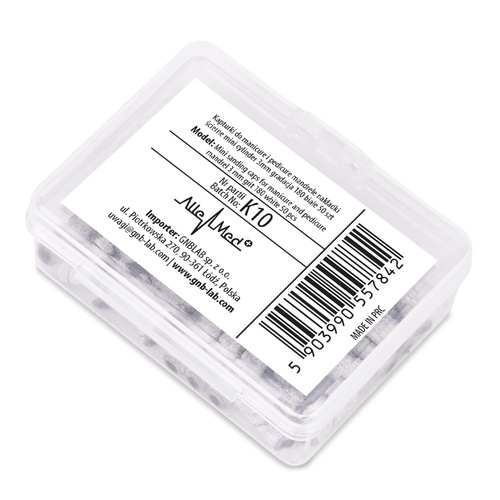 Kapturki do manicure i pedicure mandrele nakładki ścierne mini cylinder 3mm gradacja 180 białe 50 szt.