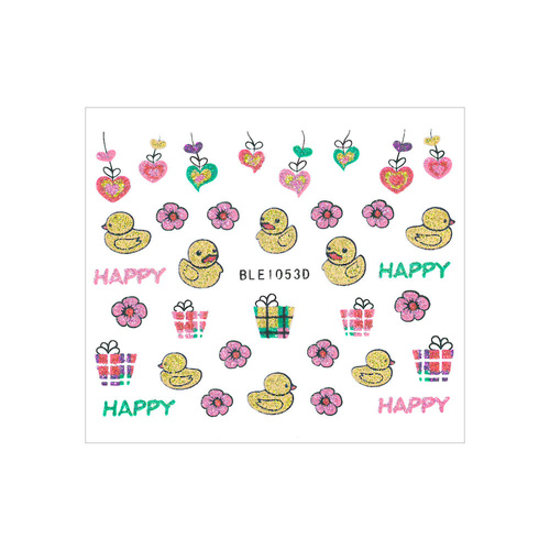 Naklejki do paznokci 3D samoprzylepne brokatowe wielkanocne BLE 1053D