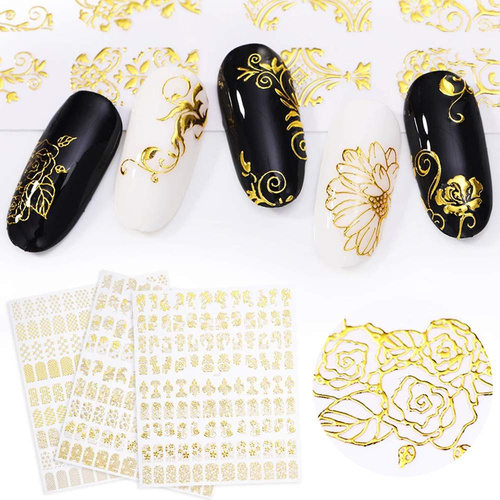 Naklejki do paznokci cienkie samoprzylepne wzory ornamenty CB-174 złote