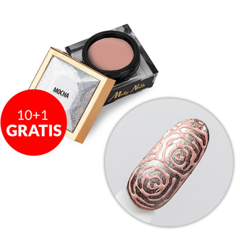10+1gratis Creative Flow Color Gel  - kreatywny NailArt żel do efektu topniejących, miękkich wzorów Molly Nails Mocha HEMA/Di-HEMA free 5 g