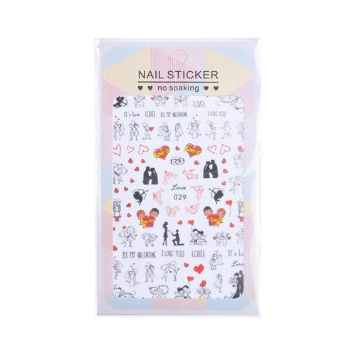 Naklejki do paznokci cienkie samoprzylepne walentynkowe Nr 029