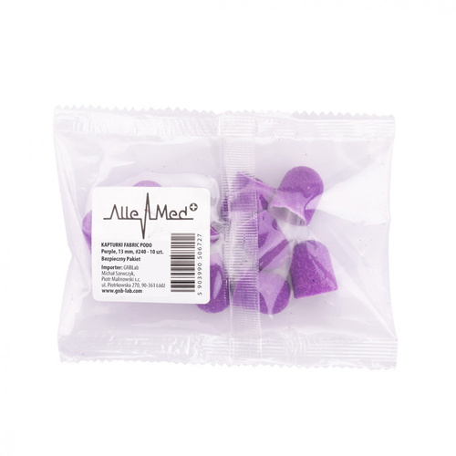 Kapturki do pedicure 13 mm gradacja 240 10 szt Fabric Podo AlleMed Fioletowy Purple