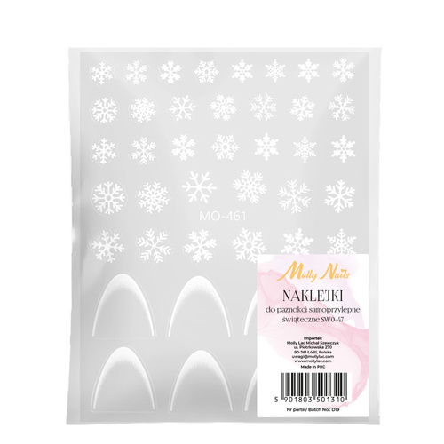 Naklejki do paznokci samoprzylepne świąteczne/ French/ Francuska linia uśmiechu Molly Nails MO-461