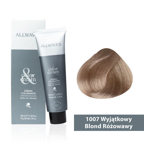 Farba do włosów Allwaves Cream Color wyjątkowy blond różowawy 1007 100 ml