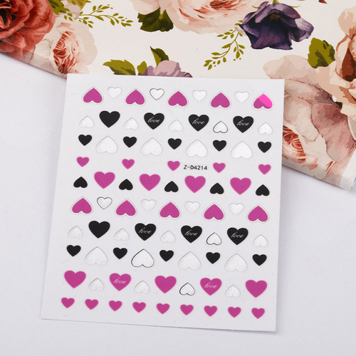 Naklejki do paznokci cienkie samoprzylepne serduszka Z-D4214 neon pink neonowy różowy