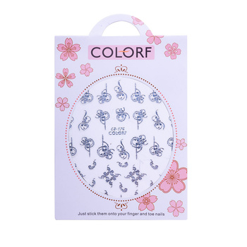 Naklejki do paznokci cienkie samoprzylepne wzory ornamenty CB-176 srebrne