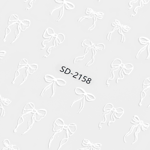 Naklejki do paznokci 5D samoprzylepne kokardki białe SD-2158