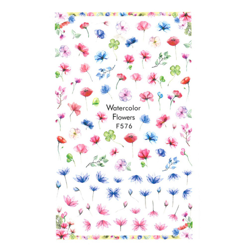 Naklejki do paznokci cienkie samoprzylepne kwiaty F576