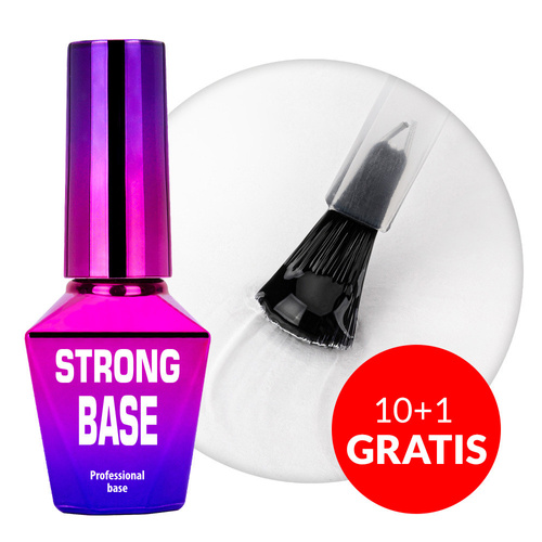 10+1gratis Baza hybrydowa Strong Base Molly Nails Clear HEMA/Di-HEMA Free 10g