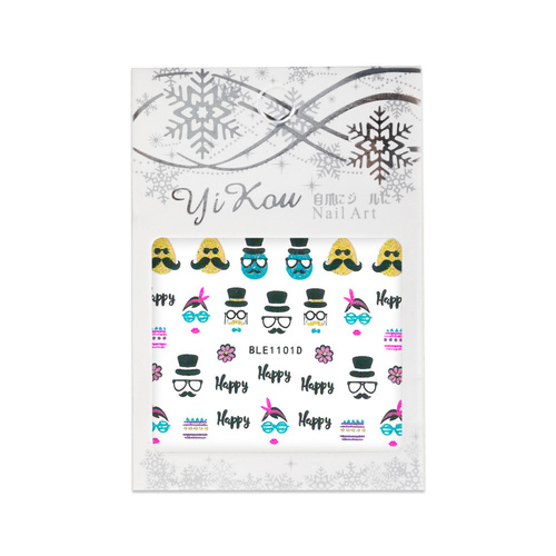 Naklejki do paznokci 3D samoprzylepne brokatowe wielkanocne BLE 1101D