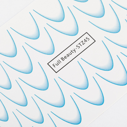 Gradientowe naklejki wodne na paznokcie/ French/ Ombre/Francuska linia uśmiechu 33szt niebieskie STZ45