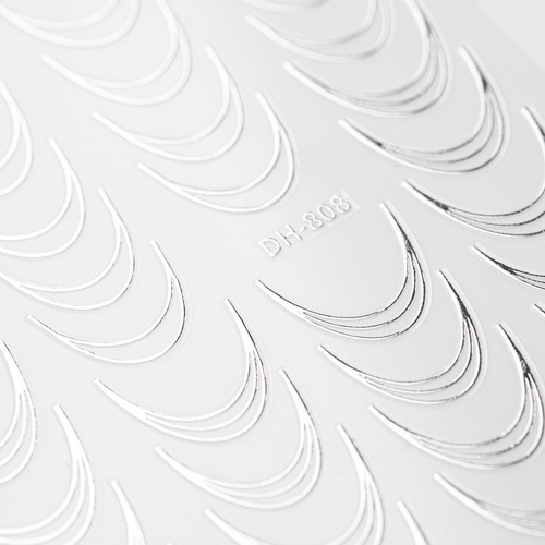 Naklejki samoprzylepne na paznokcie/ French/ Francuska linia uśmiechu 39szt silver DH-808