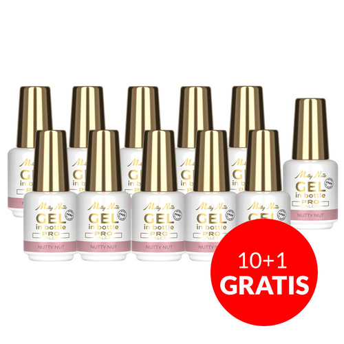 10+1gratis Żel budujący w butelce z pędzelkiem Gel in Bottle Molly Nails Pro Salon Nutty Nut HEMA/Di-HEMA Free 15g