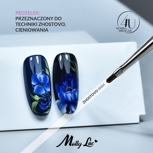 Pędzelek do zdobień żelu paint żelu hybrydy zhostovo długość włosia 4mm 4U Monika Mielniczuk