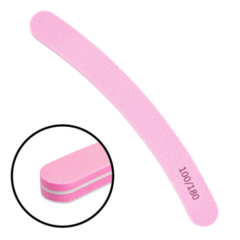 100sztuk Pilnik polerka do paznokci banan gradacja 100/180 jasno różowy