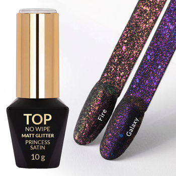 Top matowy no wipe z drobinkami Molly Nails Princess Satin Top Fire Nr 7 10g