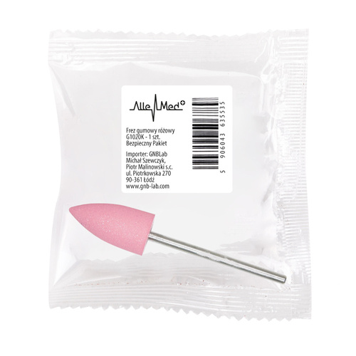 Frez gumowy różowy ball shape srebrny trzpień