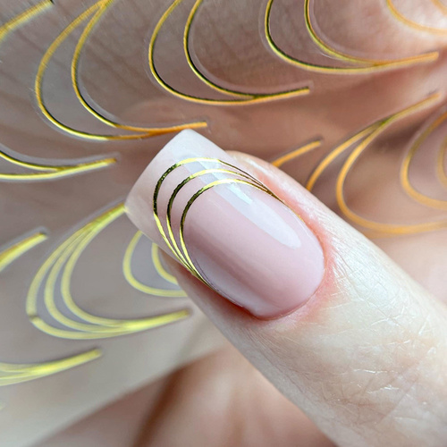 Naklejki samoprzylepne na paznokcie/ French/ Francuska linia uśmiechu 39 szt gold DH-808