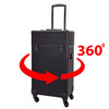 Kuferek kosmetyczny XXXL 4w1 walizka kosmetyczna na kółkach obrotowych 360 - Czarny gładki z czarnymi okuciami