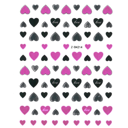 Naklejki do paznokci cienkie samoprzylepne serduszka Z-D4214 neon pink neonowy różowy