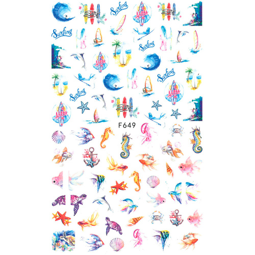 Naklejki do paznokci cienkie samoprzylepne zwierzęta morskie F649