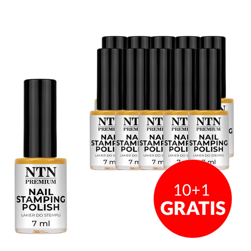 10+1gratis Lakier do stempli i blaszek NTN Premium złoty 7ml Nr 96