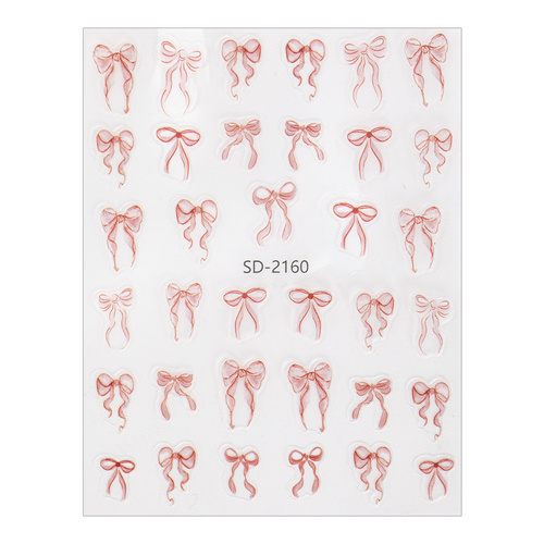 Naklejki do paznokci 5D samoprzylepne kokardki czerwone SD-2160