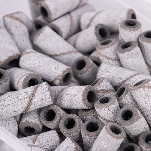 Kapturki do manicure i pedicure mandrele nakładki ścierne mini cylinder 3mm gradacja 180 białe 50 szt.