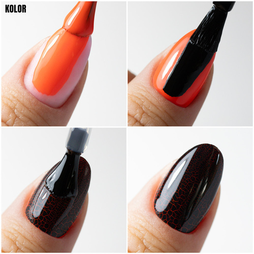 5+1gratis Lakier hybrydowy Molly Nails Crackle Gel black Nr 158 8g