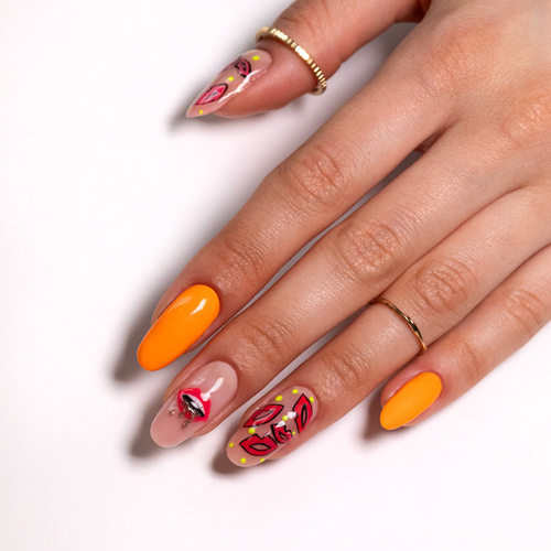 5+1gratis Lakier hybrydowy Molly Nails Neons Neon Red HEMA/Di-HEMA Free 8g Nr 77