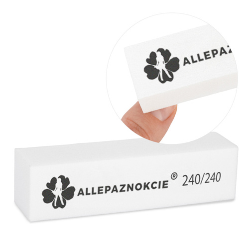 Bloczek blok polerski Allepaznokcie 240/240 Premium biały 1 szt