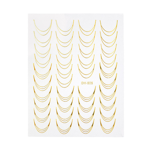 Naklejki samoprzylepne na paznokcie/ French/ Francuska linia uśmiechu 39 szt gold DH-808