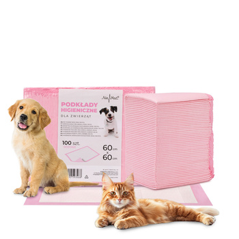 Podkłady mata maty chłonne dla psa nauka sikania higiena czystość AlleMed 100 szt. 60x60 cm różowe