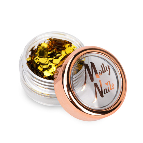 Ozdoba do paznokci kieliszki złote holo Molly Nails 2g