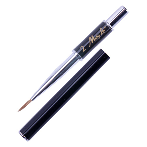 Pędzelek do zdobień Nail Art Brush naturalne włosie czarny MollyLac długość włosia 11mm