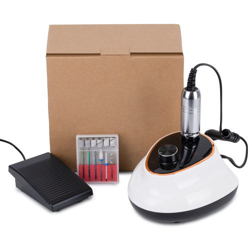 Frezarka do paznokci 65W No Name do manicure pedicure biało-czarna M5 35 000 obrotów