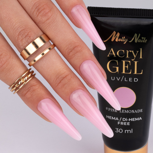 Akrylożel Polygel żel budujący do przedłużania AcrylGel Molly Nails HEMA/Di-HEMA Free Pink Lemonade 30 ml