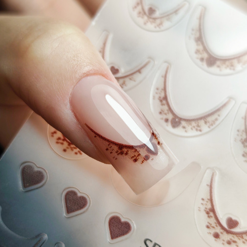 Naklejki samoprzylepne na paznokcie 5D/ French/ Francuska linia uśmiechu 20szt brown SD-2288