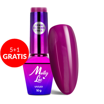 5+1gratis Lakier hybrydowy MollyLac Power Flower Purple crocus HEMA/Di-HEMA Free 10g Nr 725