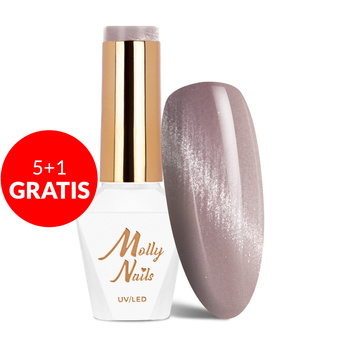 5+1gratis Magnetyczny lakier hybrydowy z efektem kociego oka Cat Eye Crystal Water Molly Nails HEMA/Di-HEMA Free 8g Nr 163